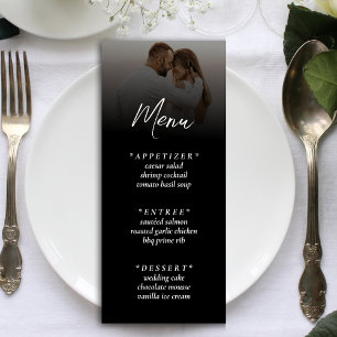 Einfache Ombre Black Foto Hochzeitsempfehlung Menükarte