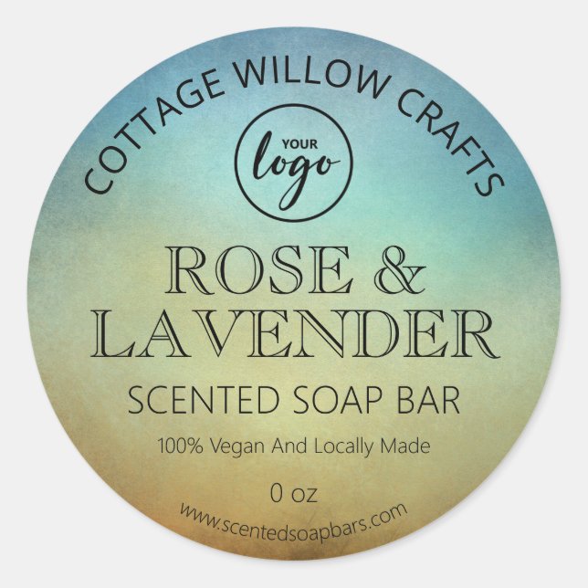 Einfache Ombre Blue Scented Soap Labels Runder Aufkleber (Vorderseite)