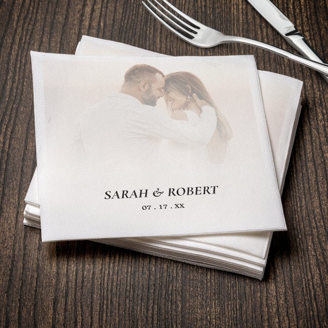 Einfache Ombre White Foto Wedding Serviette (Simple Ombre White Photo Wedding Napkins
)