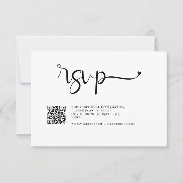 Einfache Online-Website Hochzeitkalligrafie RSVP Karte (Vorderseite)