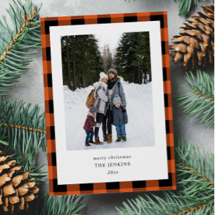 Einfache Orange Black Kariert 2 Foto Weihnachten