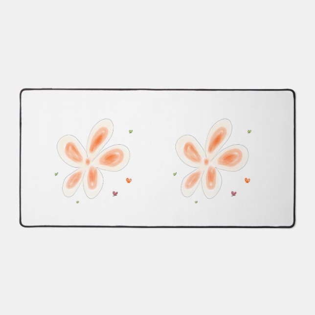 Einfache Orange Blumen Kunst Schreibtischmatte – M (Vorderseite)