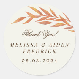 Einfache Orange Branch Herbst-Gastgeschenk Hochzei Runder Aufkleber