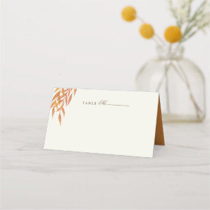 Einfache Orange Branch Herbsthochzeit Platzkarte