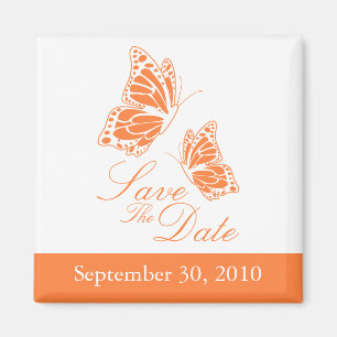Einfache Orange Butterfly Save the Date Hochzeit Magnet