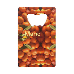 Einfache orange Frucht mit Namen minimal benutzerd Geldbeutel Flaschenöffner