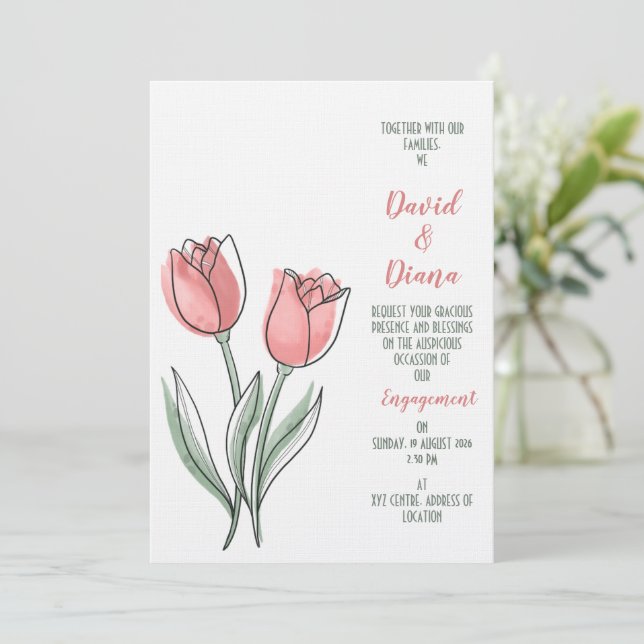 einfache orange Hochzeitseinladung Einladung (Stehend Vorderseite)
