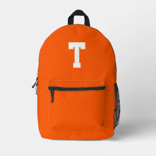 Einfache Orange Monogramm Bedruckter Rucksack