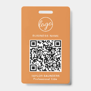 Einfache Orange QR Code Mitarbeiter-ID Ausweis