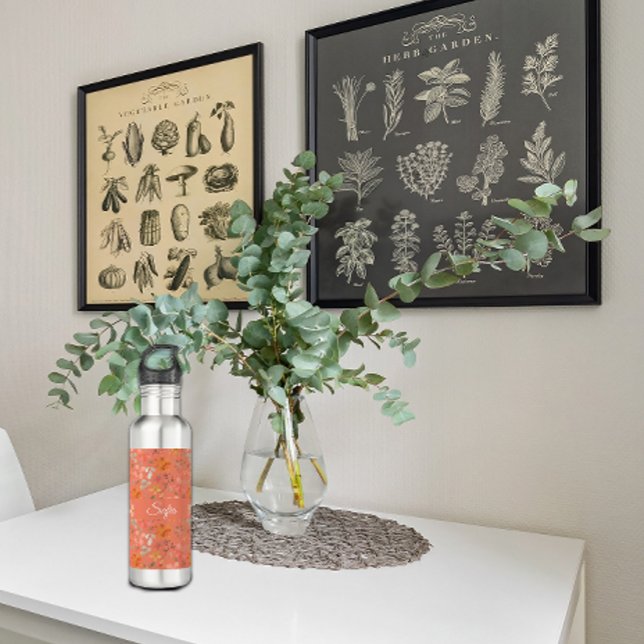 Einfache, orange-rosa Wildblume Edelstahlflasche (Von Creator hochgeladen)