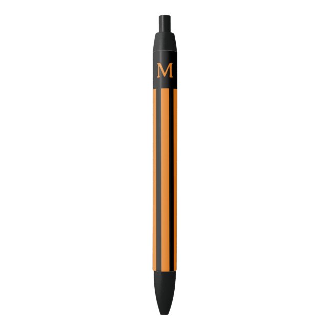 Einfache Orange Striped Initial Kugelschreiber (Vorderseite Vertikal)