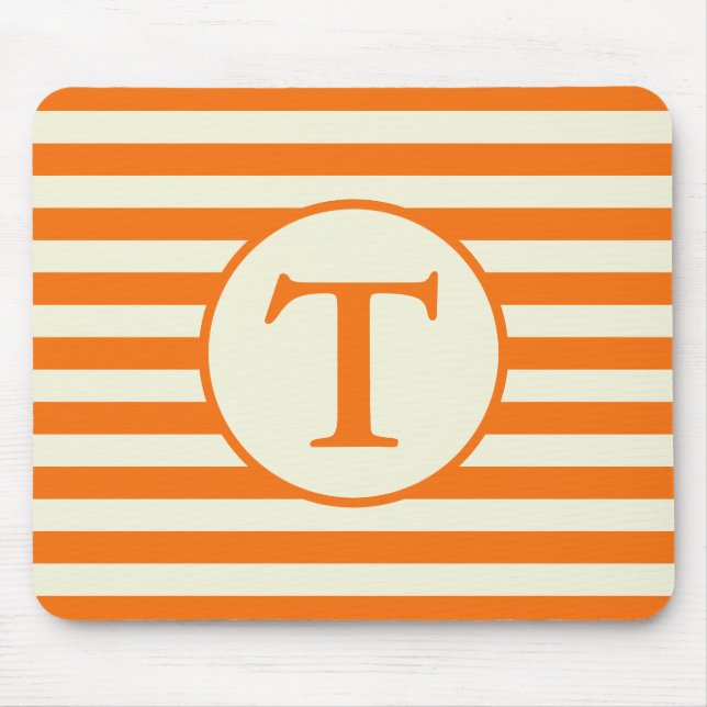 Einfache Orange- und Beige Streifen-Muster Mousepad (Vorne)