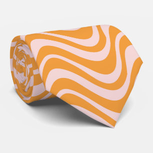 Einfache Orange und Rosa Retro Wavy Neck Tie Krawatte
