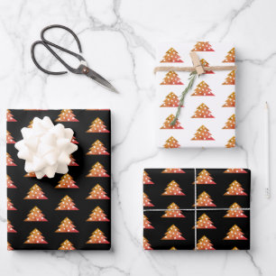 Einfache Orange Weihnachtsbaum Holiday Pattern Wra Geschenkpapier Set
