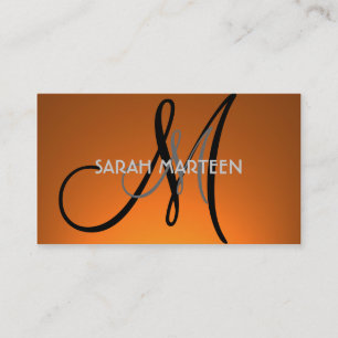 Einfache, orangefarbene, benutzerdefinierte Monogr Visitenkarte