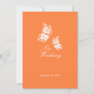 Einfache Orangenschmetterlinge Hochzeitsankündigun Einladung