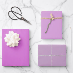 Einfache Orchidee Pflaume Flieder Lila Farbtöne 3 Geschenkpapier Set
