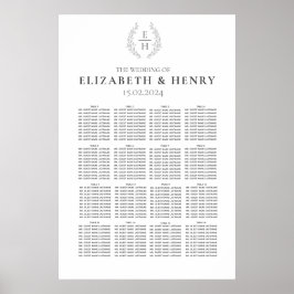 Einfache Oval-Kleider-Monogramm Schwarz-weiße Sitz Poster