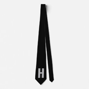 Einfache Oversized Monogramm Initial Black and Gra Krawatte