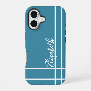Einfache ozeanblaue minimalistische Damen mit indi iPhone 16 Hülle