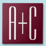 Einfache Paare Initialen | White & Burgund Fliese<br><div class="desc">Klug,  kühn und modern.</div>