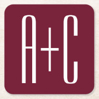 Einfache Paare Initialen | White & Burgund