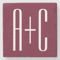 Einfache Paare Initialen | White & Burgund