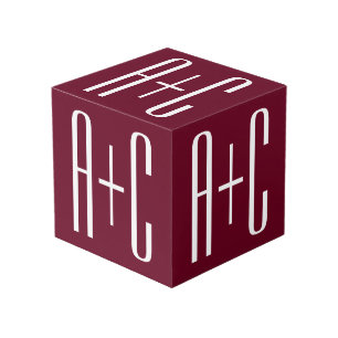 Einfache Paare Initialen White & Burgund Würfel