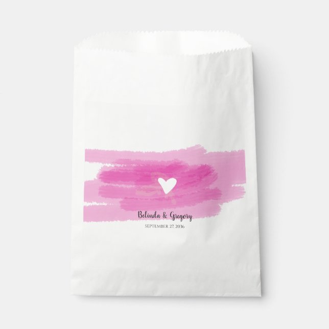 Einfache Paint Strokes & Heart Wedding Geschenktütchen (Vorderseite)