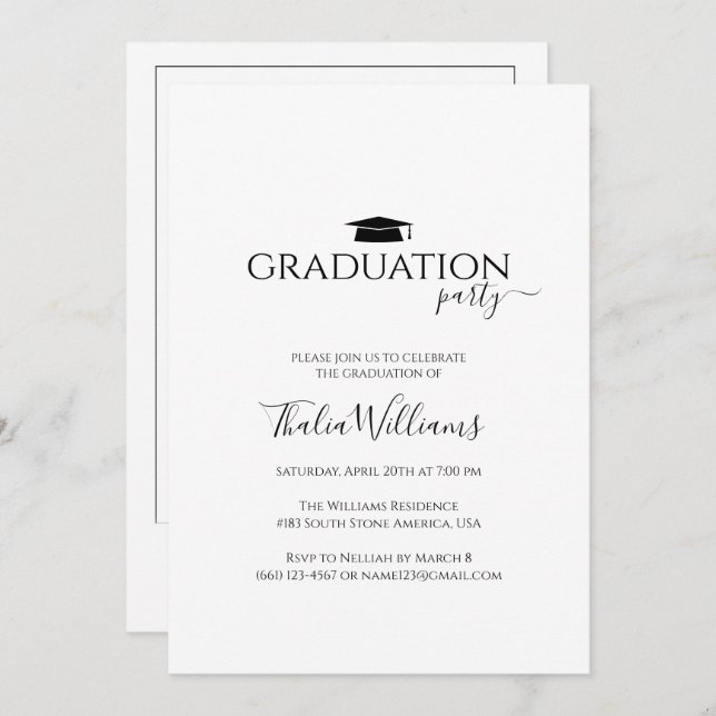 Einfache Party für Minimalistische Fotos Einladung (Vorne/Hinten)