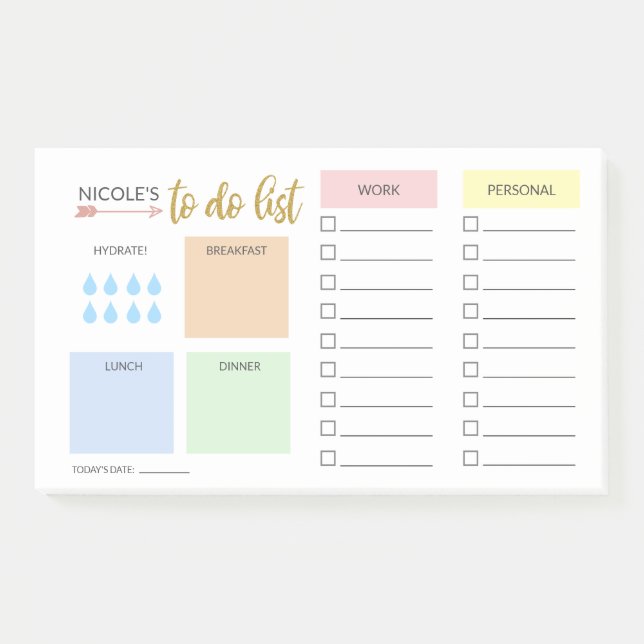 Einfache Pastel Daily Organisator Post-it Klebezettel (Vorderseite)