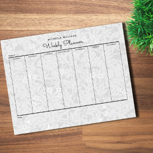 Einfache Pastel Gray Floral Weekly Planer Notizblock