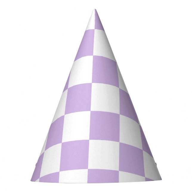 Einfache Pastel Lila Lilac & White Checked Partyhütchen (Vorderseite)