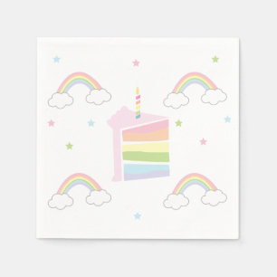 Einfache Pastell Rainbow Cake Geburtstag Serviette