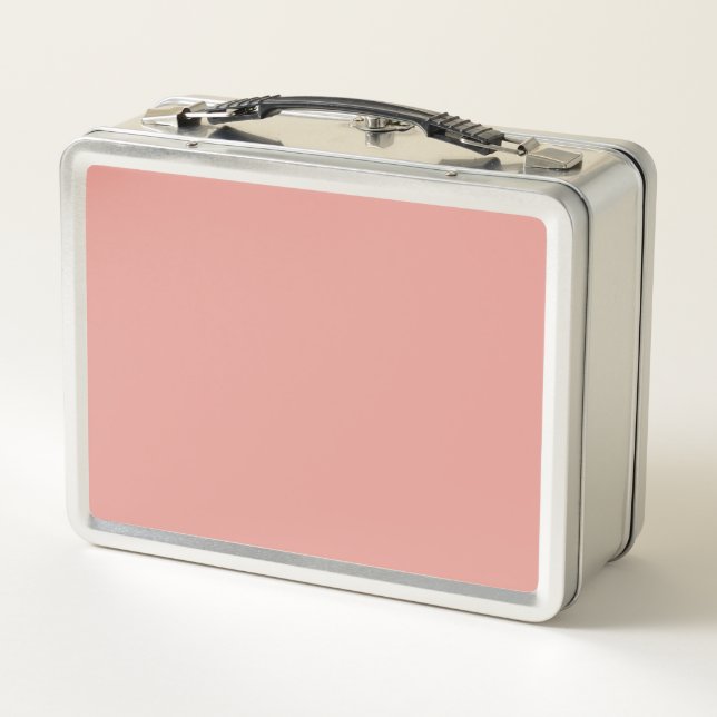 Einfache pastellene Flamingo-Rosa-Farbe Metall Brotdose (Rückseite)