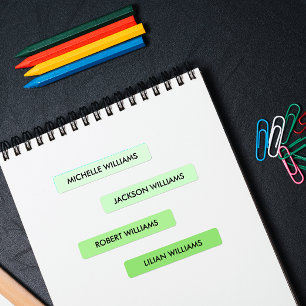 Einfache Pastellfarbe Grüne Palette Kids Name Etiketten