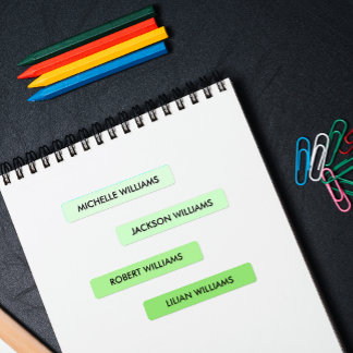 Einfache Pastellfarbe Grüne Palette Kids Name Etiketten