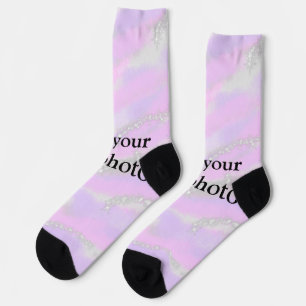 Einfache Pastellfarben Glitzer hinzufügen Foto Socken