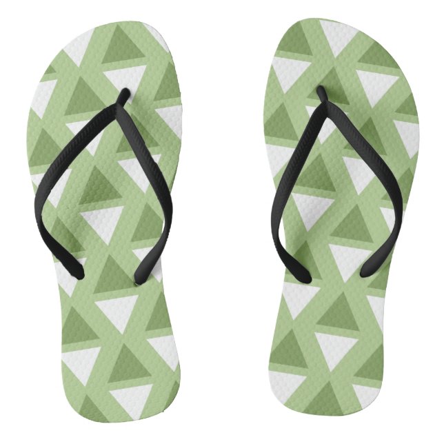 Einfache pastellgrüne geometrische Muster Flip Flops (Fußbett)