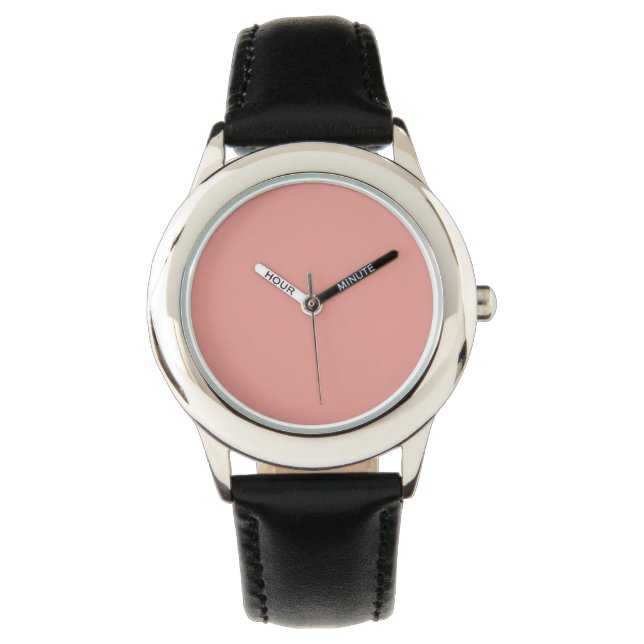 Einfache pastellrosa Flamingo-Farbe Armbanduhr (Vorderseite)