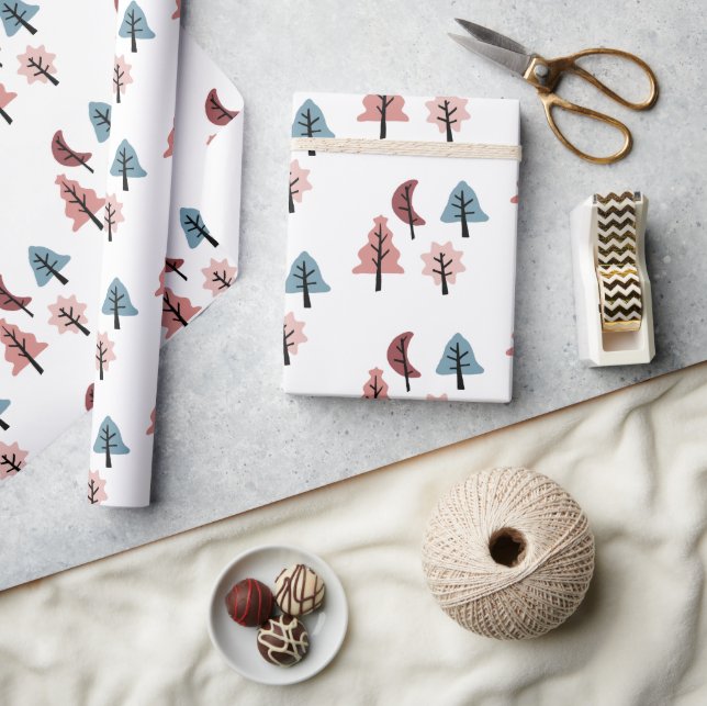 Einfache Pastelweihnachtsbaume Geschenkpapier (Kunsthandwerk)