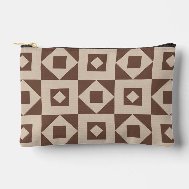 Einfache Patch Brown Cream Print Cut Nähen Klein Zubehörtasche (Vorderseite)