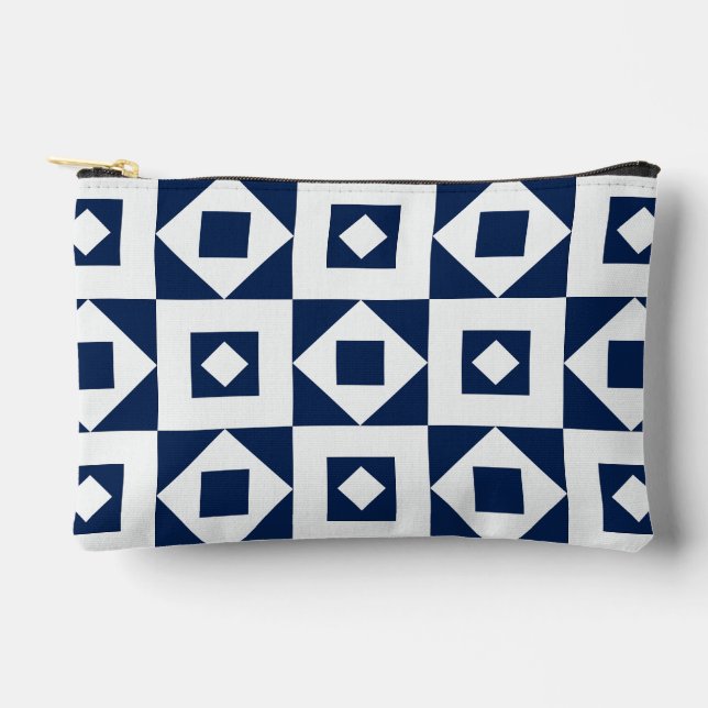 Einfache Patch Navy White Print Cut Nähen Klein Zubehörtasche (Vorderseite)
