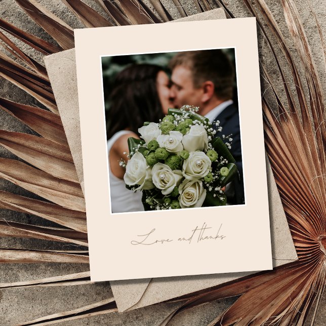 Einfache Peach and Gold Liebe und dank Foto Dankeskarte (Von Creator hochgeladen)