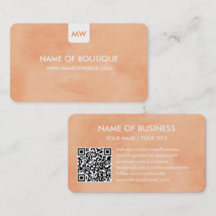 Einfache Peach Chic Boutique Monogram Social Media Visitenkarte