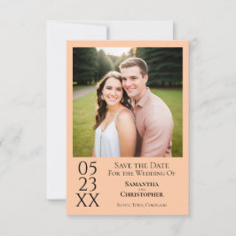 Einfache Peach Modernes Minimales Foto Hochzeit Save The Date