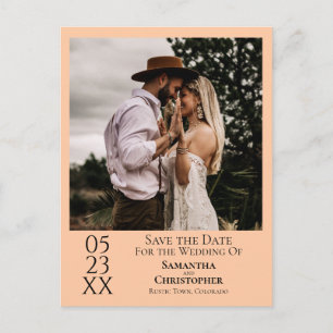 Einfache Peach Orange Wedding Save the Date Foto Postkarte