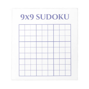 Einfache Periwinkle und weiße 9x9-Sudoku-Vorlage Notizblock