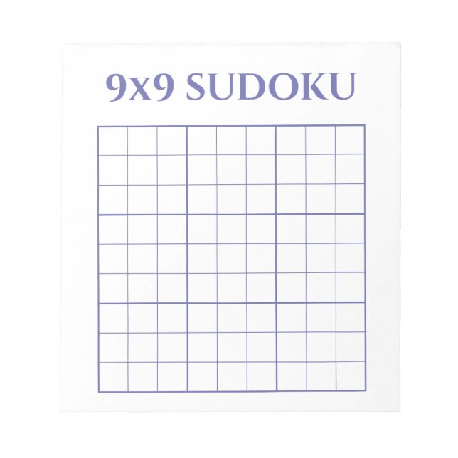 Einfache Periwinkle und weiße 9x9-Sudoku-Vorlage Notizblock (Vorderseite)