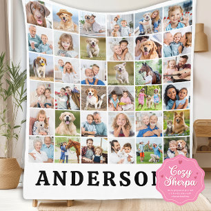 Einfache personalisierte 36-Fotos-Collage Süße Fam Sherpadecke